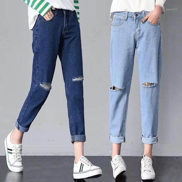 

women's jeans women ripped for joggers big size hole trousers stretch pencil pants leggings plus size1, Blue