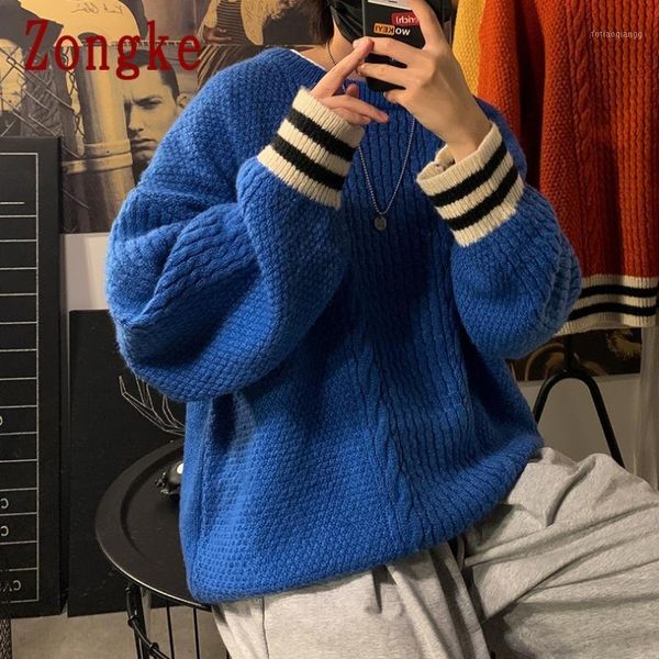 

zongke striped knitted sweater men's clothing pull mens sweater winter men clothes pullover 2020 autumn winter new -2xl1, White;black
