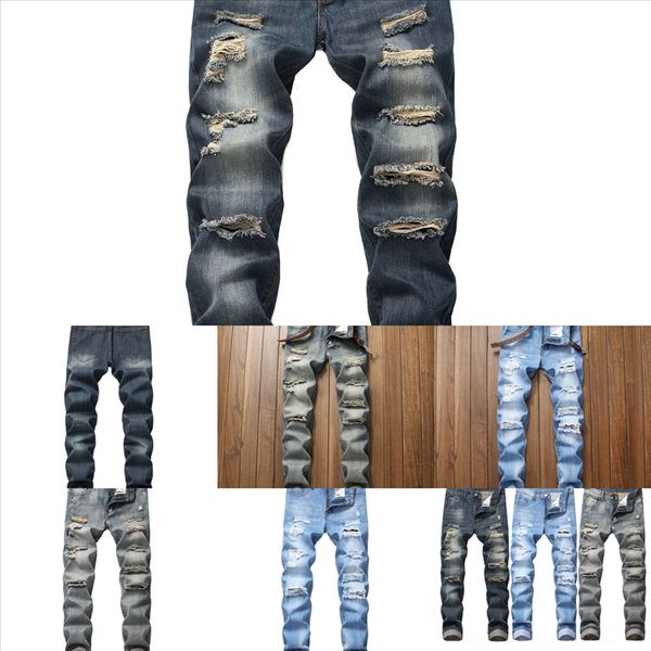 

d1vz1 famous men jeans hole low hole pri jeans light zipper men jeans casual men pants man blue size hip hop trousers, Black