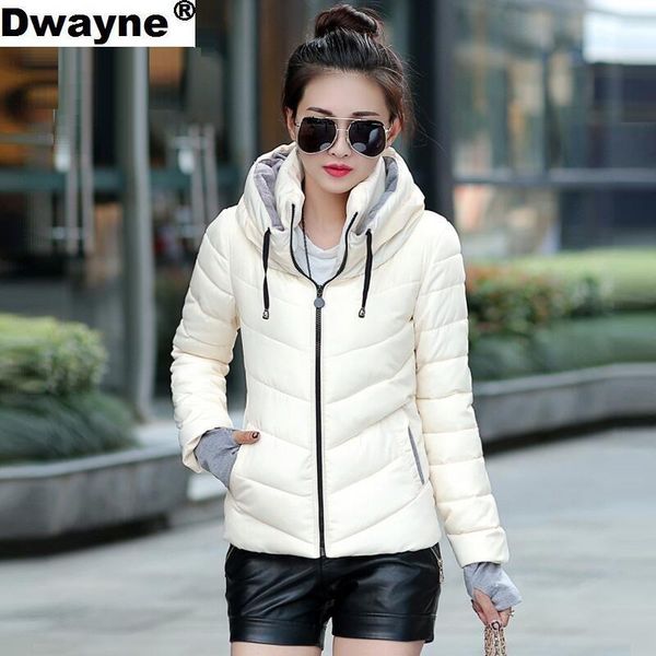 

2019 winter jacket women plus size womens parkas thicken outerwear solid hooded coats short female slim cotton padded basic 1, Tan;black