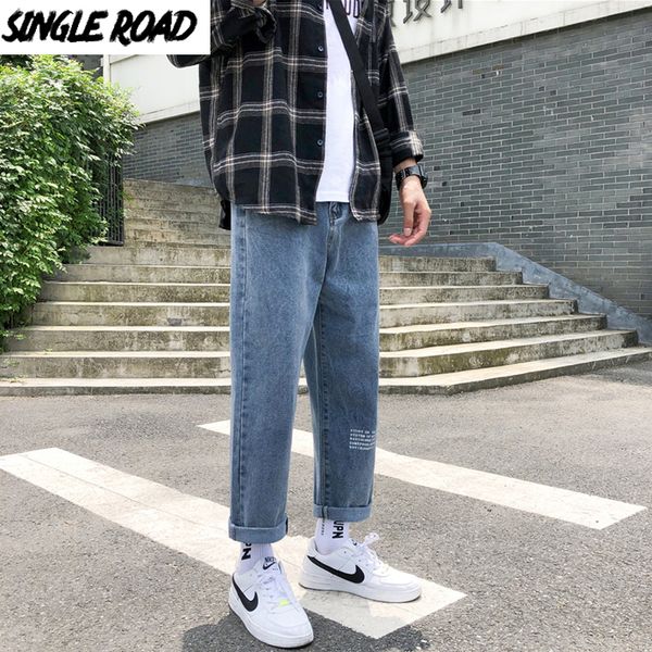 

singleroad mens jeans men 2020 oversized wide leg korean style denim pants harajuku japanese streetwear blue baggy jeans for men q0105, Black;white