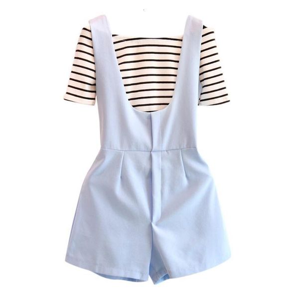 

women two pieces clothing set striped slash neck +rompers short fashion girls set, Gray