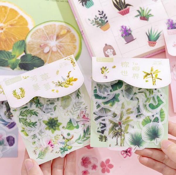 

ablum diy plant paper flower flamingo stickers cute diary scrapbooking decorative adhesive stickers stationery