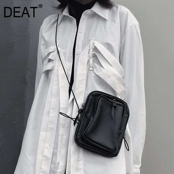 

deat] pu leather zipper 3 colors drawstring square belt accessories personality women new fashion all-match spring 2020 13p165 t200327, Black;brown
