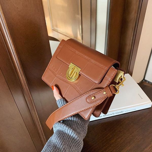 

2021 fashion shoulder bags for women luxury crossbody messenger bag pu solid retro alligator pattern flap accept dropshipping
