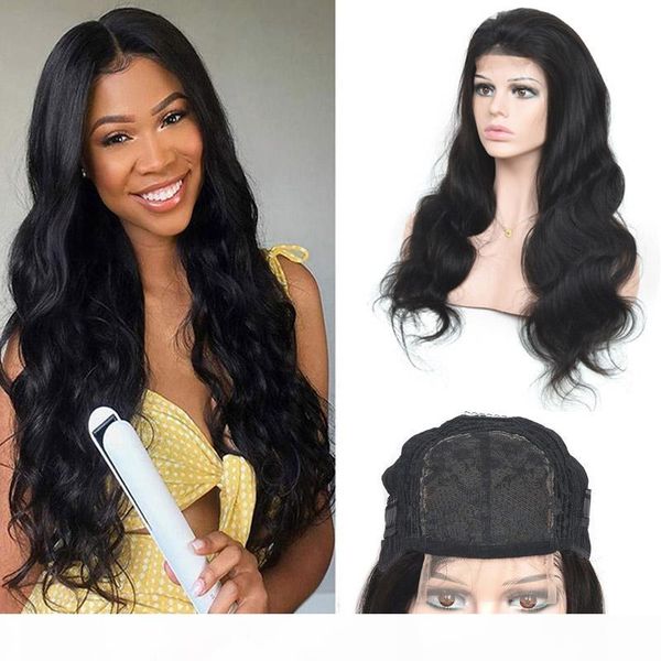 

peruvian virgin hair body wave 4x4 lace wigs 100% human hair four by four lace closure wig natural color wholesale, Black;brown