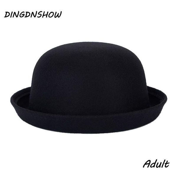 

stingy brim hats [dingdnshow] 2021 fashion vintage fedora lady cute trendy wool cap felt bowler floppy fedoras for women, Blue;gray