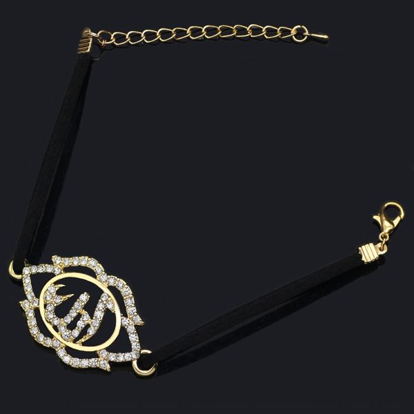 

muslim women's gold black rope muslim diamond bracelet women's gold diamond black rope bracelet nva4c, Golden;silver