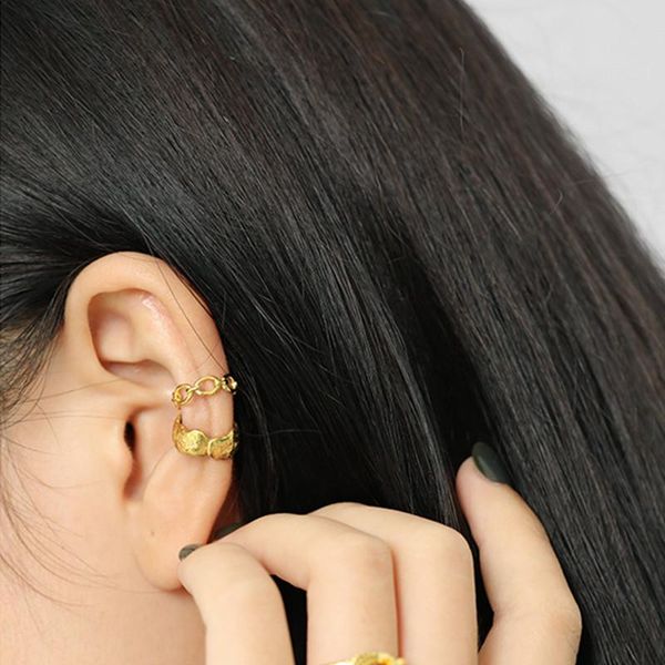 

hollow chain gold silver color wrap cartilago clip on earrings for women irregular no piercing without hole jewelry sd2240, Golden;silver