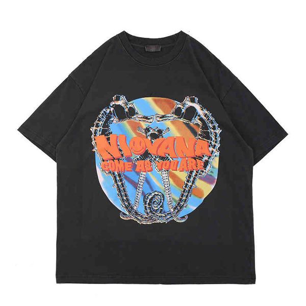 

men's t-shirts fashion hip hop band letter smiling face print loose short sleeve t-shirt men 57h8, White;black