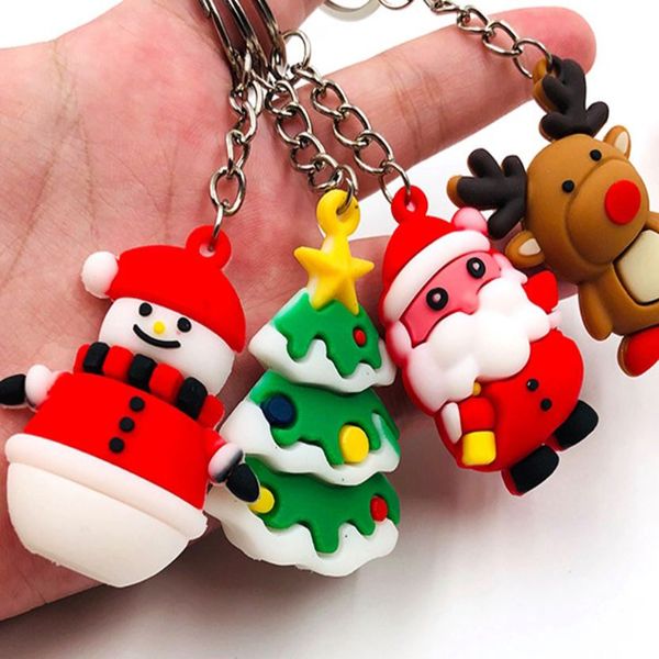 

santa key ring pvc soft key подвеска рождественская елка брелок сумка и подвеска автомобиля снеговик брелок elk keyring новогодние украшения