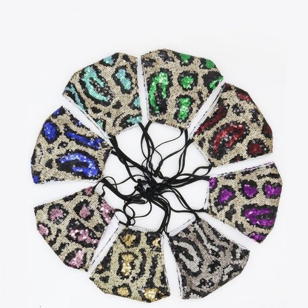 

face leopard print fashion masks summer double sequin layer cloth mask dust and haze prevention with adjustabl