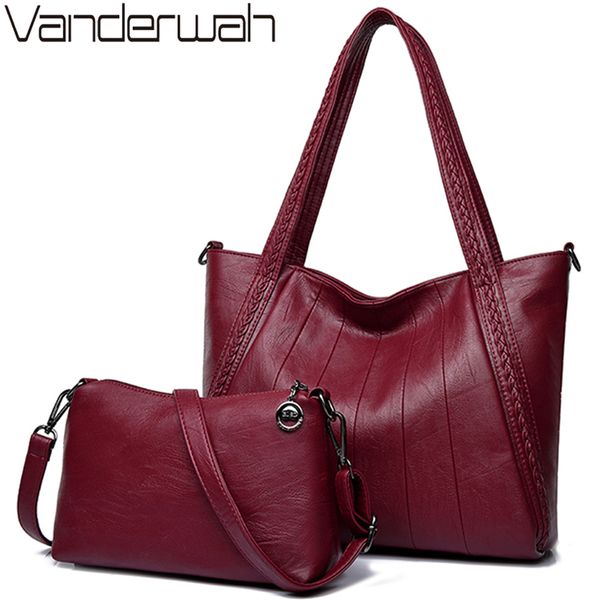

2 sets ladies casual tote bags sac a main women handbag leather women shoulder bags famous brand designer women messenger bags c1223