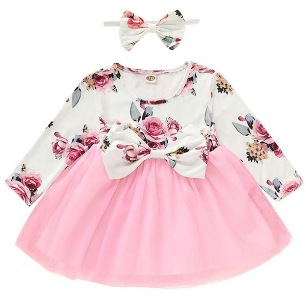 

bow decor lace smash cake layered tulle fancy dress baby girls kids wedding flower girl princess party pageant floral dress lj201221, Red;yellow