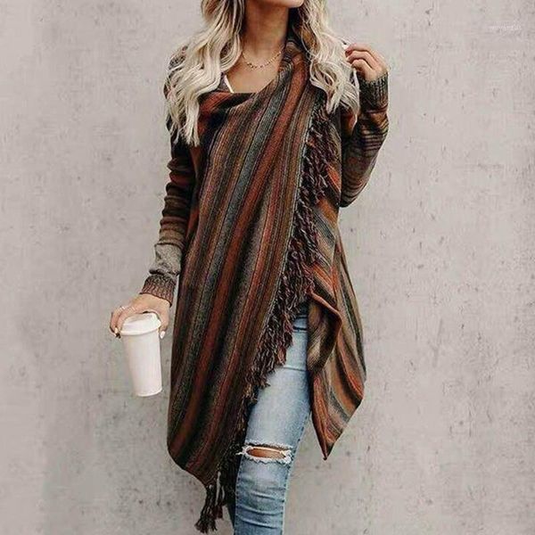 

shujin women spring autumn knitted sweater casual loose irregular hem tassel knit sweater female multiple cardigan cape poncho1, White