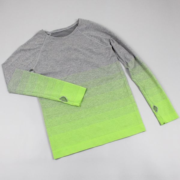 

y7lmg autumn and winter round women's gradient long-sleeved sports neck t-shirt yoga clothes casual t-shirt running quick-drying yoga c