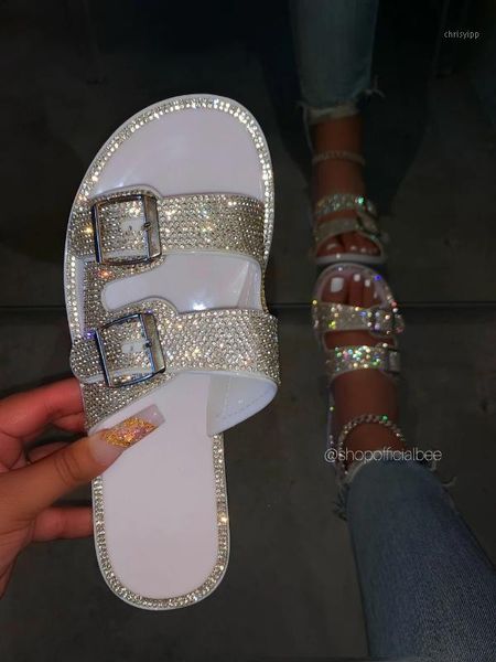 

summer platform sandals women bling wedges shoes slip on flat handmade rhinestones slides casual shoes sandalias mujer1, Black