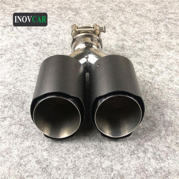 

one piece double matte carbon fiber car exhaust pipes auto universal muffler exhaust system pipes car accessories1