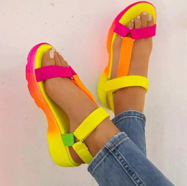 

summer sandals womens shoes big size soft multi colors sandals beach ankle wedge platform shoes ladies girls sandals for women #vg78, Black