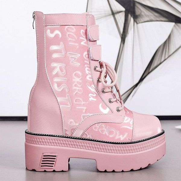 

2020 autumn women thick sole ankle boots fashion luxury platform boots women's 10cm high heels wedge shoes woman sneakers, Black