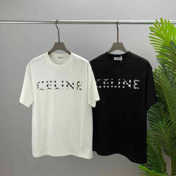 

2022 spring new celin saijia short sleeve t-shirt men's loose casual half sleeve t-shirt fashion brand, White;black