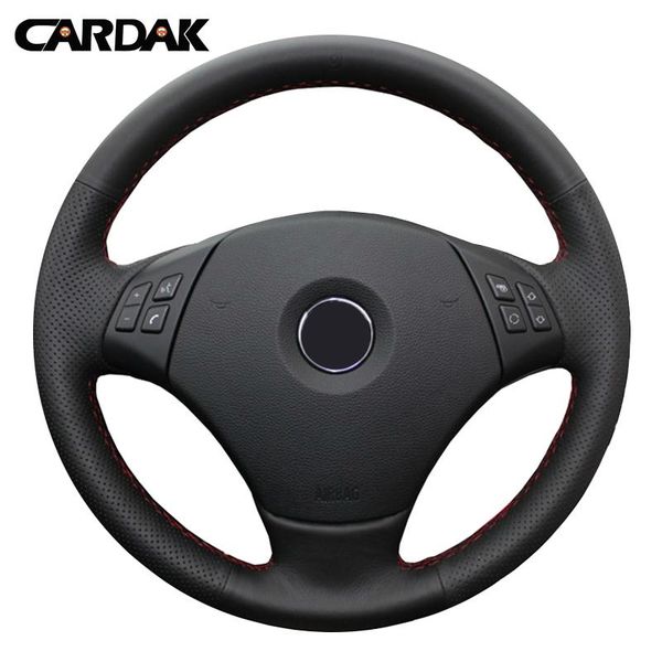 

steering wheel covers cardak black artificial leather diy hand-stitched car cover for e90 320 318i 320i 325i 330i 320d x1