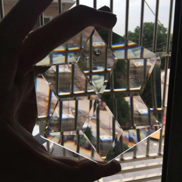 

4inches glass art suncatcher faceted crystal chandelier part pendant craft art hexagram prism hanging ornament fengshui xms h bbyiju