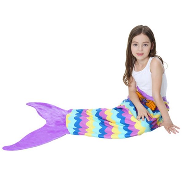 

mermaid scale blankets with tail sleeping blanket pattern wave double layer velvet material children like beach towel fashion 43tsh1