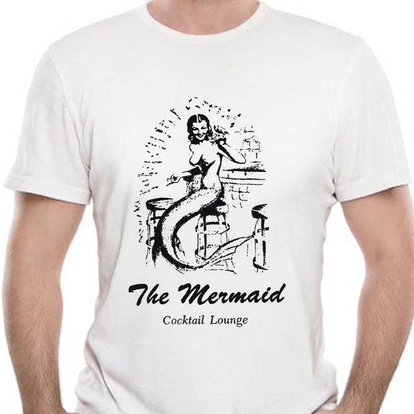 

mens white vintage mermaid cocktail 40's 50's sailor tattoo advert 5xl tee custom graphic 8705a sport hooded sweatshirt hoodie t s