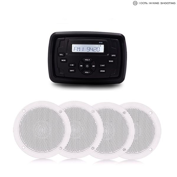 

waterproof marine stereo bluetooth boat radio audio fm am receiver car mp3 player+4" marine speaker for atv utv yacht boat bath