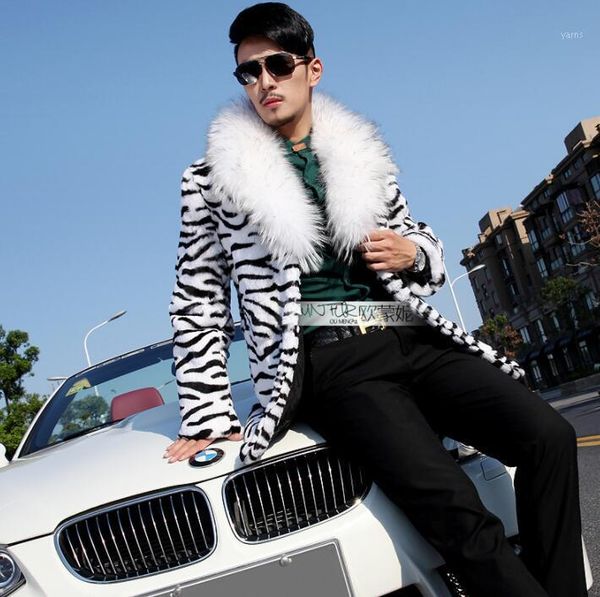 

autumn faux fur leather jacket mens winter thicken warm zebra pattern fur leather coat men loose jackets jaqueta de couro b1561, Black