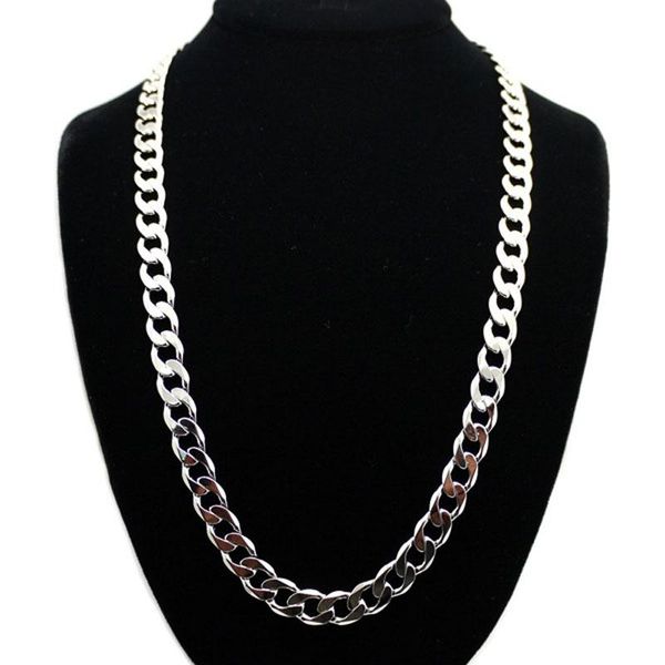 

chains hip hop gold plated mens 80cm miami cuban long link chain necklaces punk jewelry, Silver
