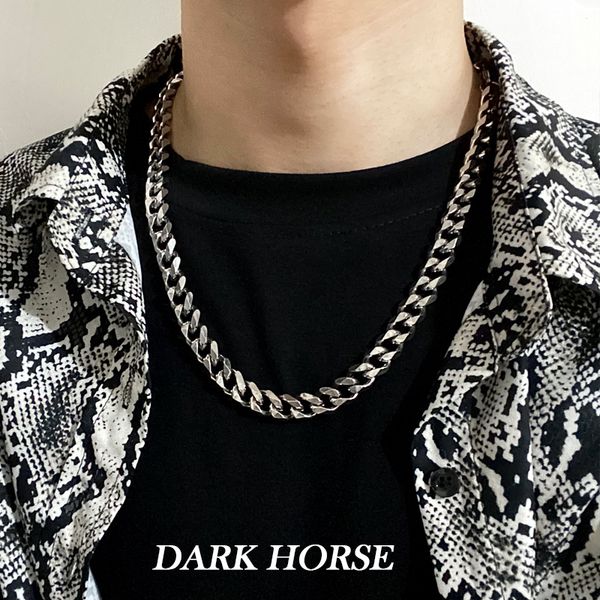 

cuban chain necklace hiphop men's and women's trends ins hip hop exaggeration titanium steel does not fade high street coarse, Silver