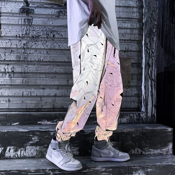

мужчины фитнес спортивные штаны fluorescent night running брюки мужская мода женская мода joggers streetwear подросток sweatpants горячее, Black