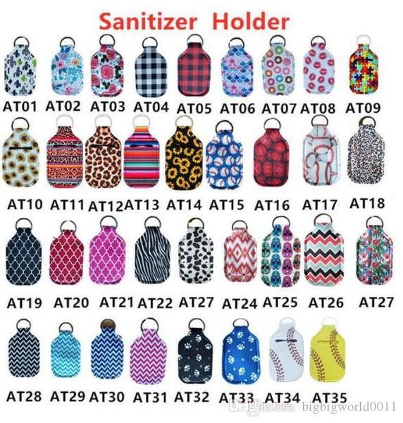 

hand sanitizer holder 30ml travel size portable bottle cover neoprene cover with keychain sunflower printing hand soap bottle bag bottle