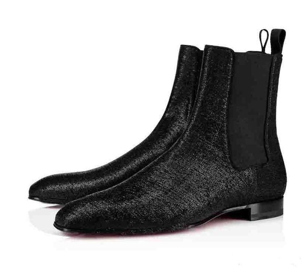 

gentleman wedding boots red bottom designer men's shoes roadie orlato flat middle shoes casual ,super perfect ankle boot for men leopar, Black