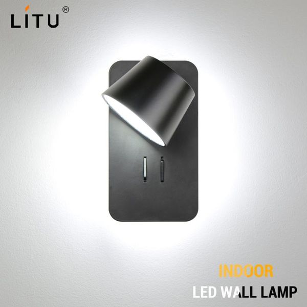 

led indoor wall lamp 5w 7w bedroom bedside reading wall lamps stair light with switch black white nodirc modern sconce