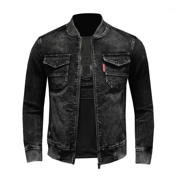 

2020 spring and autumn corduroy jacket men's retro fashion stand-up collar zipper men's denim jacket, Black;brown