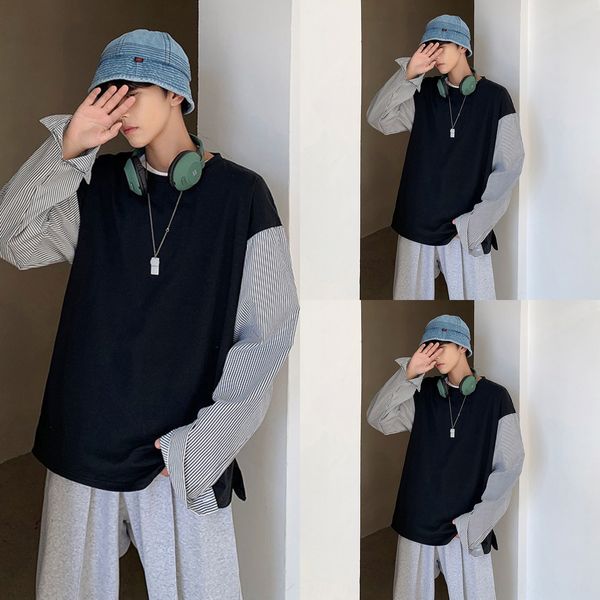 

весной и осенью мужских поддельных из двух частей свитера мужских корейские версии плагин ультрамодных top sweatert футболка sweatercasual с, Black