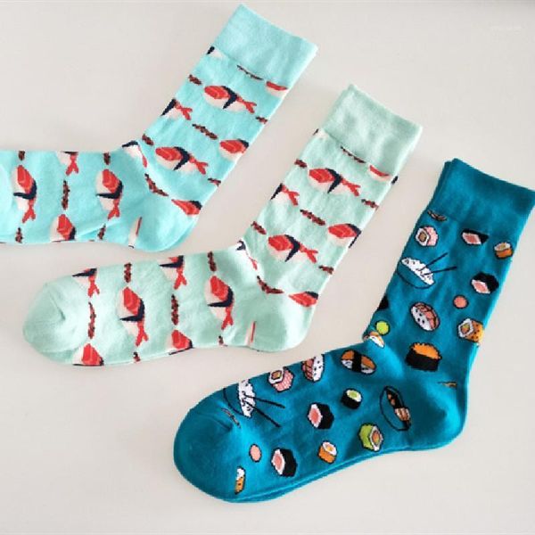 

new european and american personality couple socks sushi salmon eating men's trend socks cotton1, Black