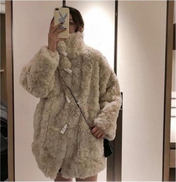 

women's fur & faux fleece brushed flower coat autumn winter korean furry small fresh thick fake women overcoat, Black
