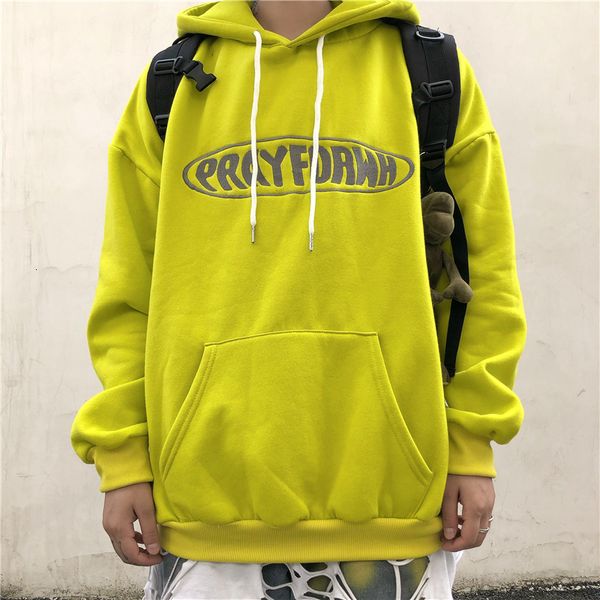 

new korea 2021 autumn and winter joker embroidered letter plus velvet in hoodie tide sweater db6k, Black