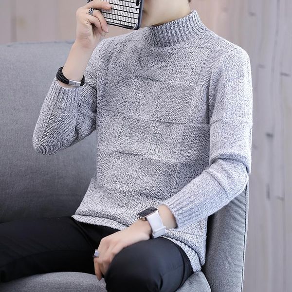 

2020 men's half turtleneck sweater autumn and winter new thick loose sweater men's korean style trend personality, White;black