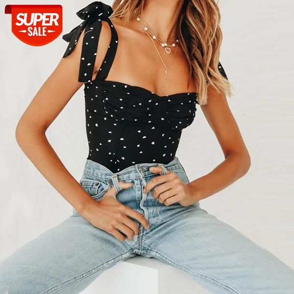 

normov party women camis with bow print polka dot black bar tank female sleeveless backless blouses sweet t-shirts #ih6v, White