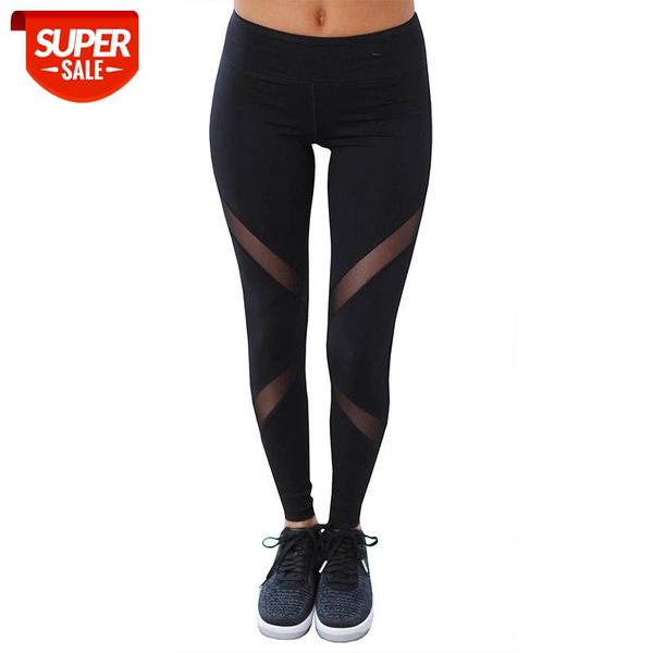 

normov fashion women leggings high waist patchwork mesh female clothes workout push up fitness leggins mujer #ax2p, Black;white