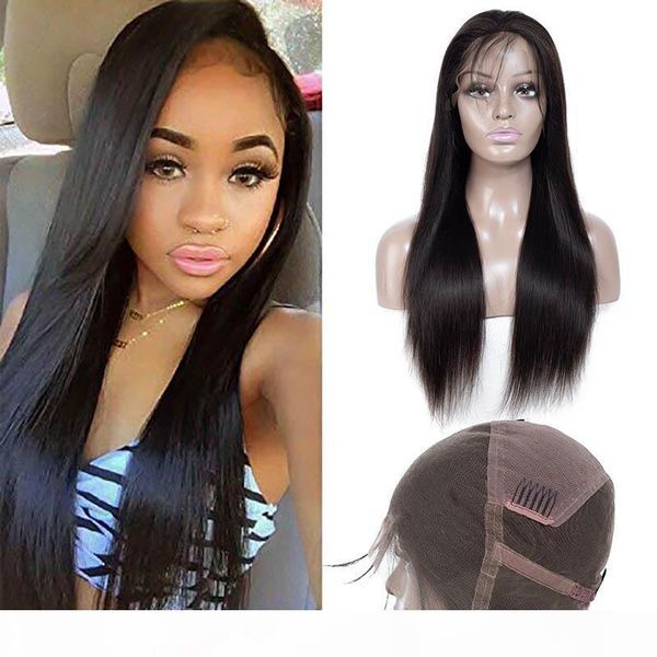 

peruvian human hair straight full lace wig natural color 10-32inch full lace wigs virgin hair products average lace size ruyibeauty, Black;brown