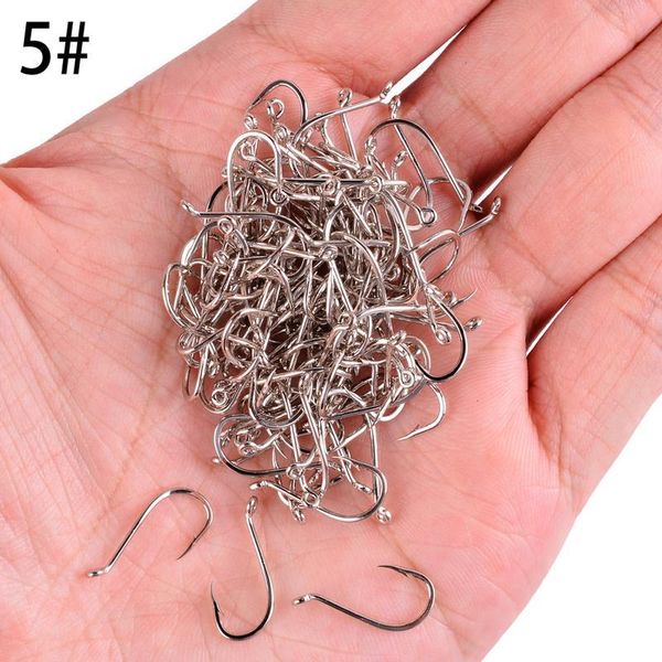 

100pc / box stainless steel ocs fishhook sea fishing hooks 1#-10# hook barbed ringed long shank saltwater jigging ho bbyemy