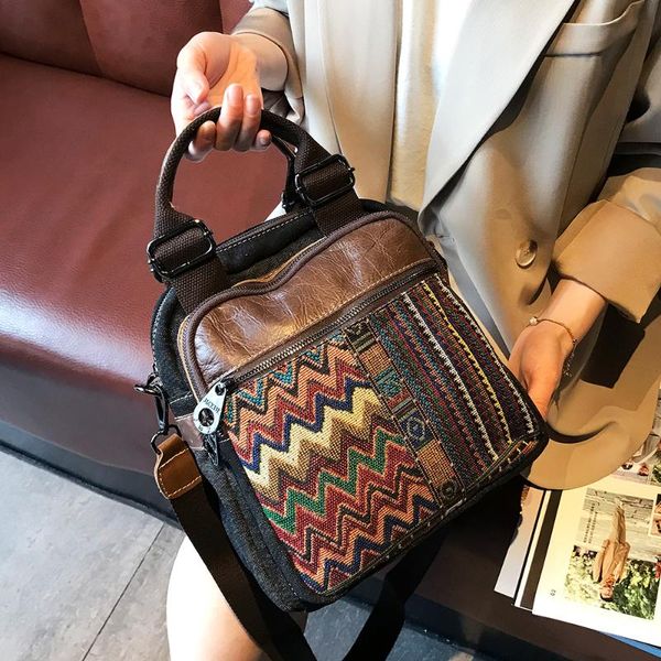 

denim with leather retro women's bag over shoulder purses and handbags luxury designer crossbody bags female shoulder satchels