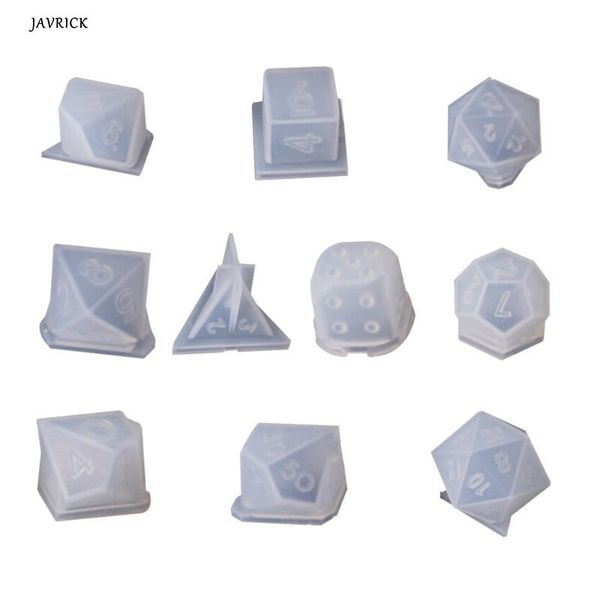 

10 pcs/set transparent silicone mold decorative crafts uv resin diy dice mould epoxy molds jewelry making moulds sets q1106