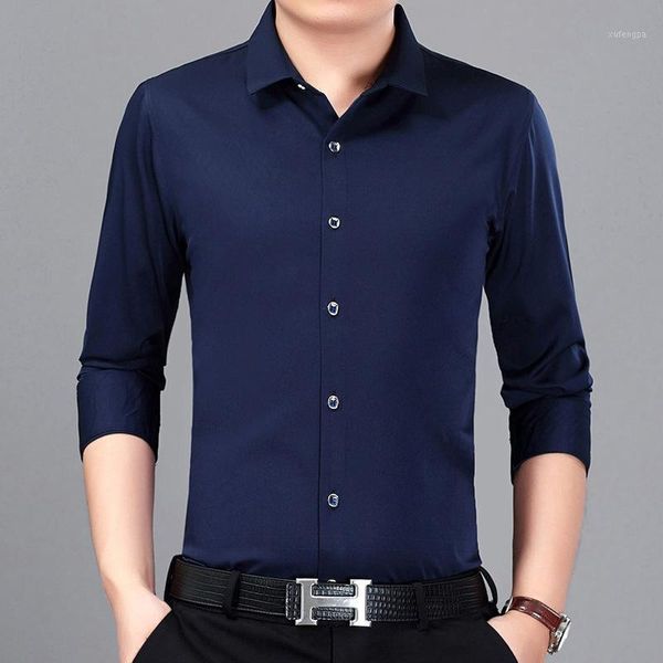 

new arrival 2020 men fashion solid smart dress shirts male classic casual long sleeve shirts vestidos men 18271, White;black